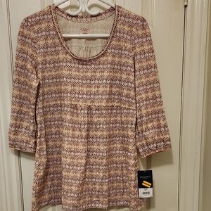 Sonoma Women's Pattern Blouse - Cream, Brown, Red, Large